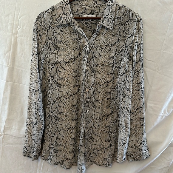 100% Silk Python Print Blouse - Picture 1 of 5